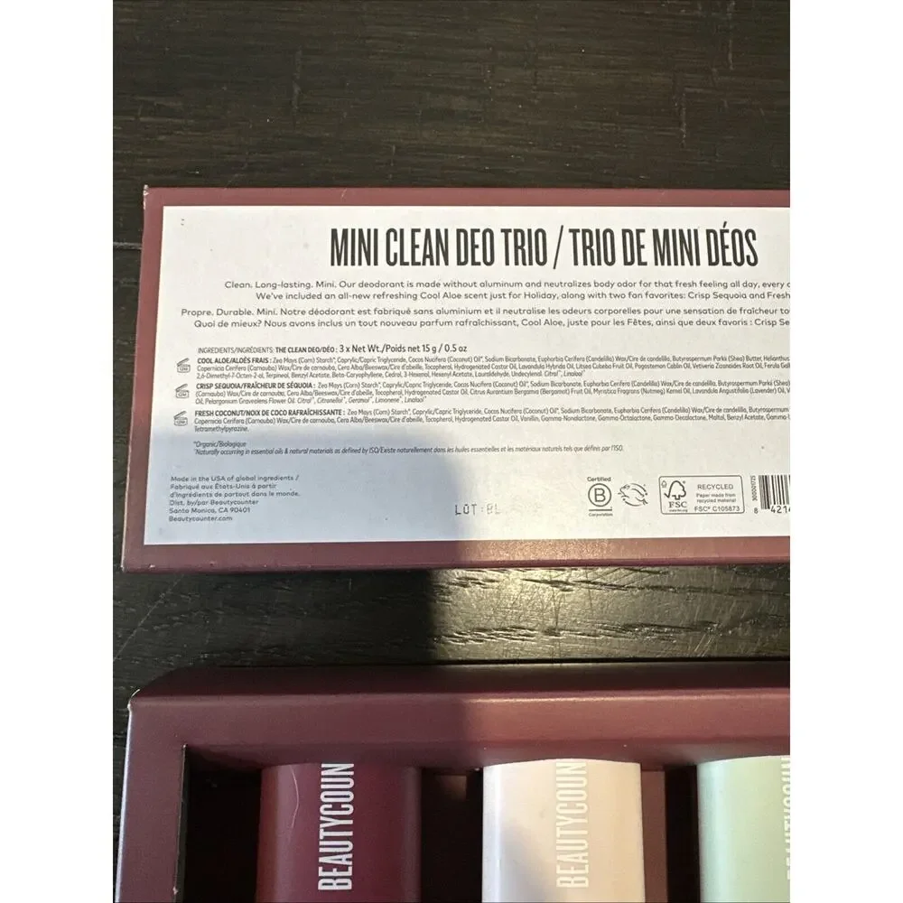 NEW: *Beautycounter* Mini Clean Deo Trio - Aloe, Coconut, Sequoia